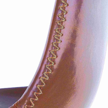 Lumisource Duke Adjustable Swivel Barstool in Brown Faux Leather, PK 2 BS-DUKE ANBN2